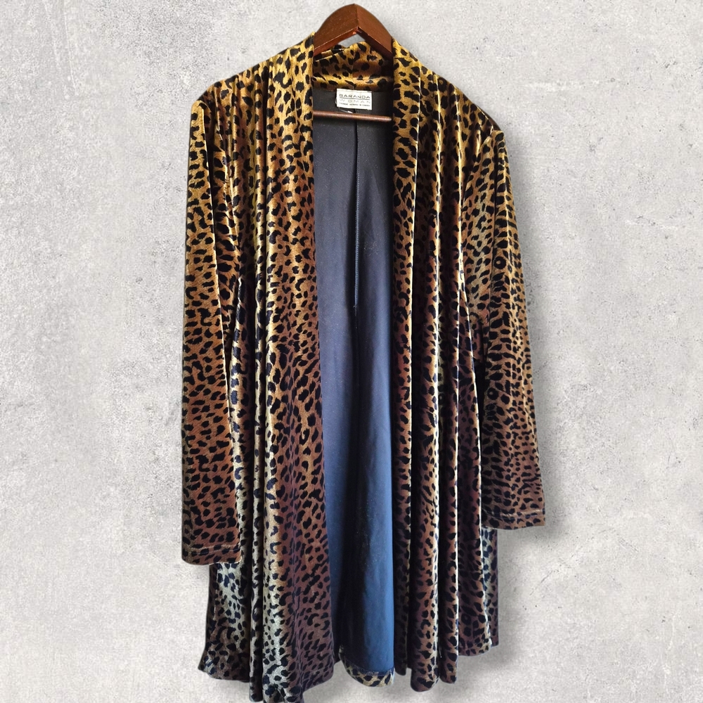 Leopard Print Duster Jacket | Velvet Open Cardigan | Y2K | Flowy & Flattering